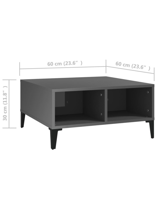 Konferenční stolek šedý lesklý 60 x 60 x 30 cm kompozitní dřevo