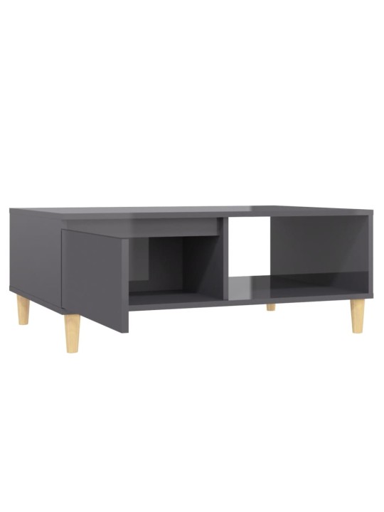 Konferenční stolek šedý lesklý 90 x 60 x 35 cm kompozitní dřevo