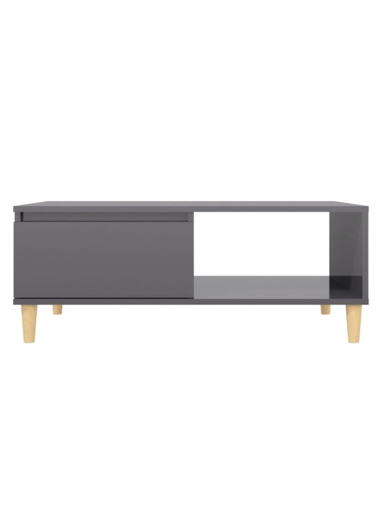 Konferenční stolek šedý lesklý 90 x 60 x 35 cm kompozitní dřevo