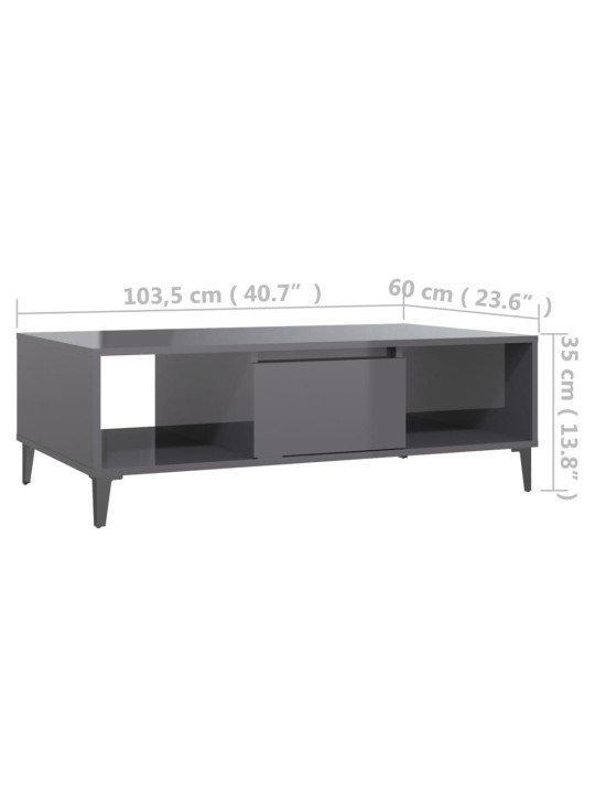 Konferenční stolek šedý lesklý 103,5x60x35 cm kompozitní dřevo