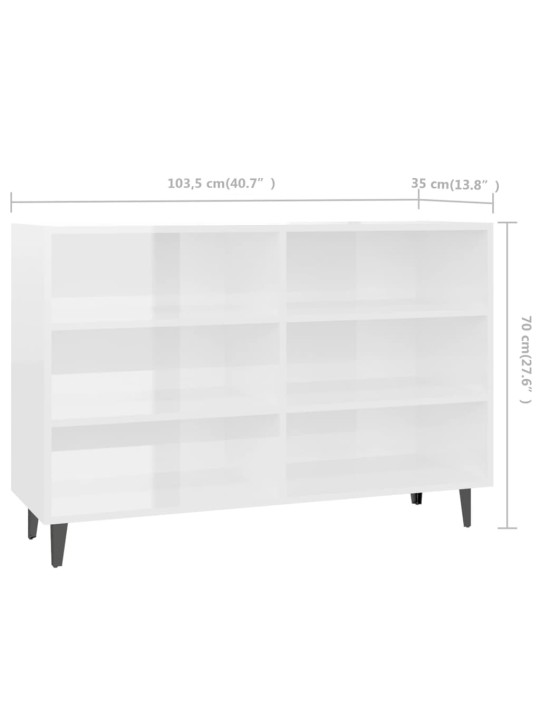 Příborník bílý s vysokým leskem 103,5x35x70 cm kompozitní dřevo