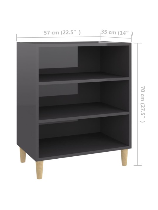 Příborník šedý s vysokým leskem 57x35x70 cm kompozitní dřevo