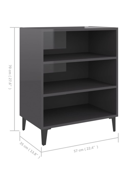 Příborník šedý s vysokým leskem 57x35x70 cm kompozitní dřevo