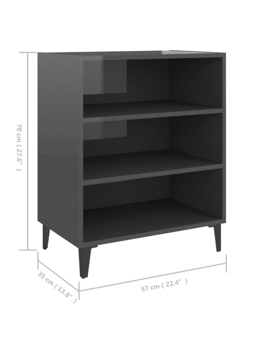 Příborník šedý s vysokým leskem 57x35x70 cm kompozitní dřevo