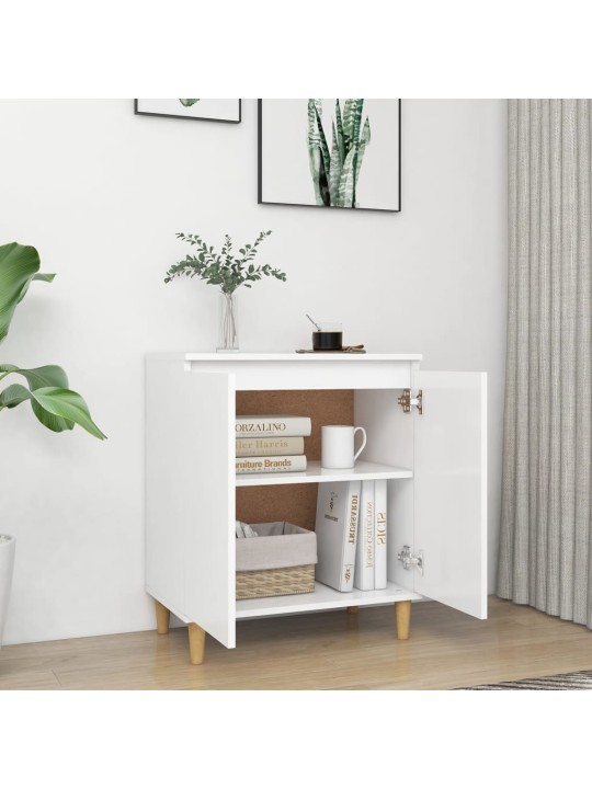 Příborník s dřevěnými nohami bílý 60x35x70 cm kompozitní dřevo