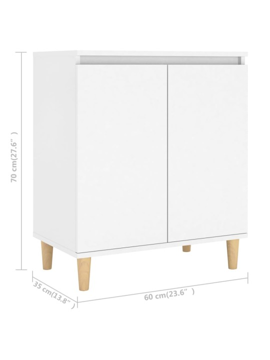 Příborník s dřevěnými nohami bílý 60x35x70 cm kompozitní dřevo