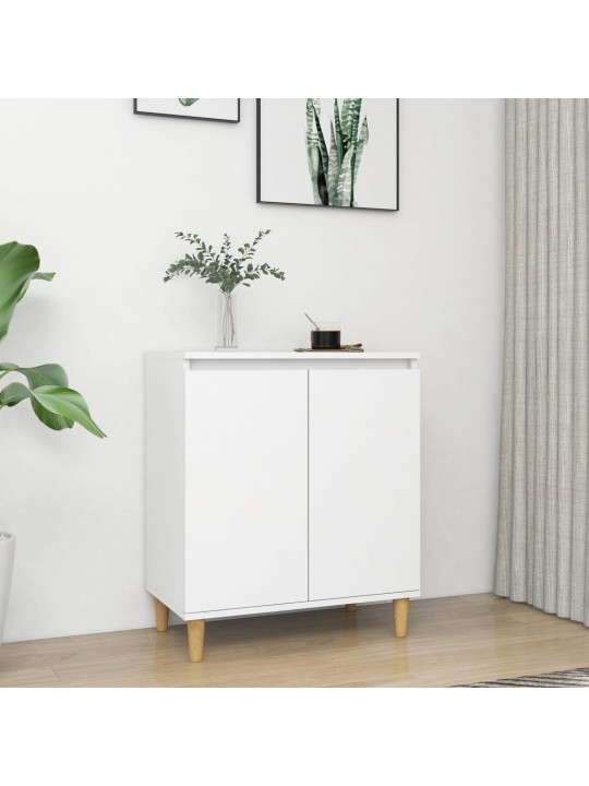 Příborník s dřevěnými nohami bílý 60x35x70 cm kompozitní dřevo