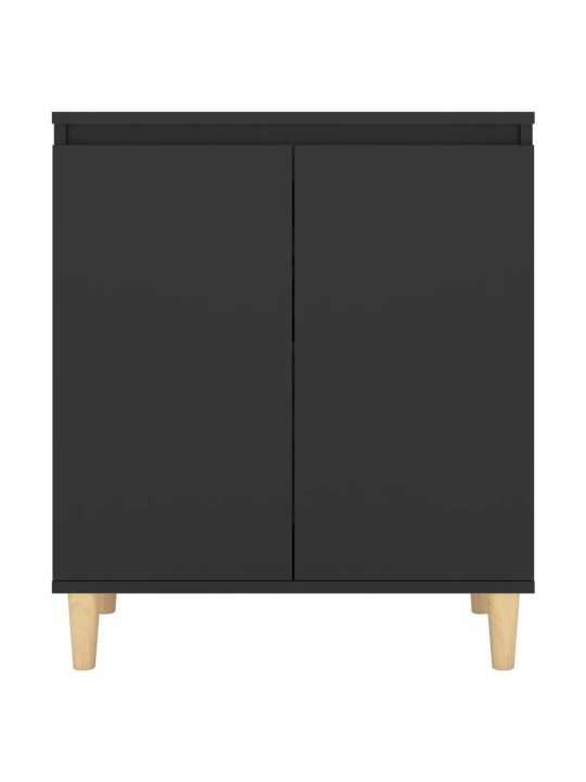 Příborník s dřevěnými nohami černý 60x35x70 cm kompozitní dřevo