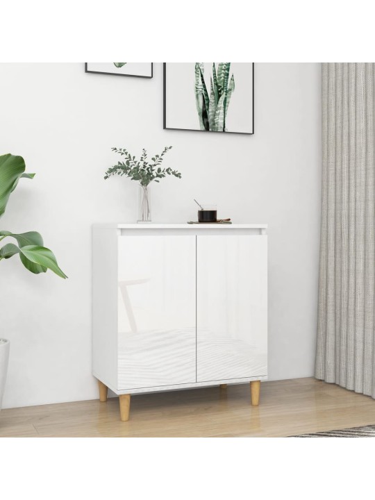 Příborník dřevěné nohy bílý lesklý 60x35x70 cm kompozitní dřevo