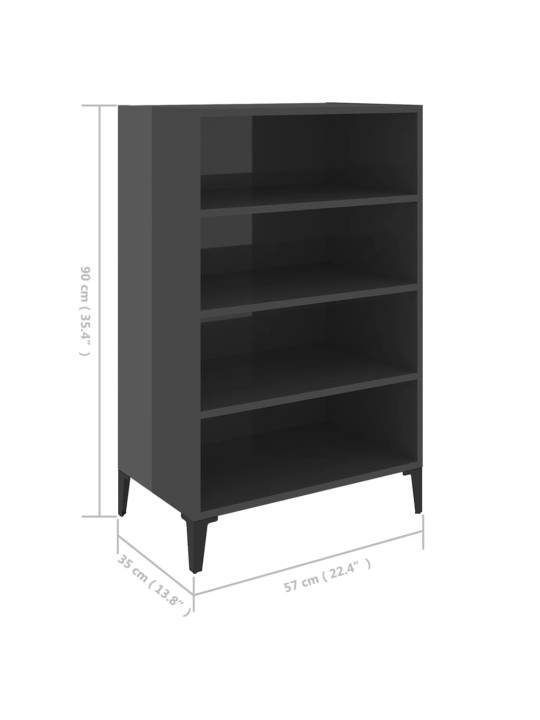 Příborník šedý s vysokým leskem 57x35x90 cm kompozitní dřevo