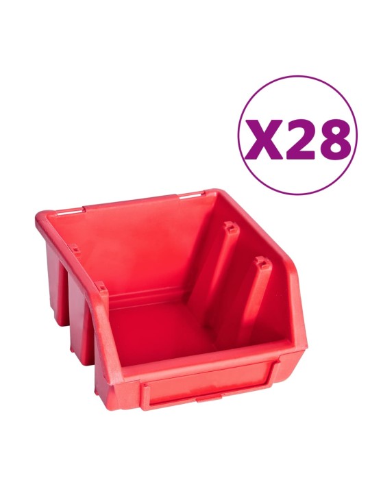141dílný set skladovacích zásobníků nástěnné díly červenočerný