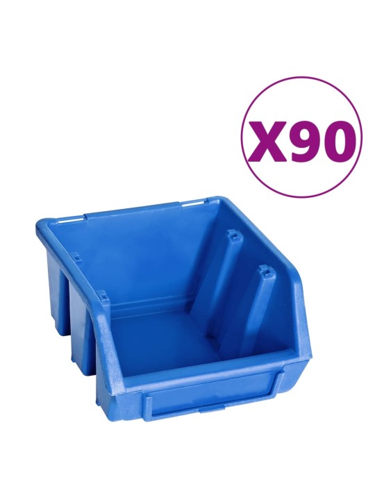 96dílná sada skladovacích zásobníků nástěnné panely modročerná