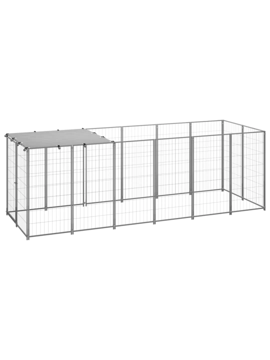 Psí kotec stříbrný 330 x 110 x 110 cm ocel