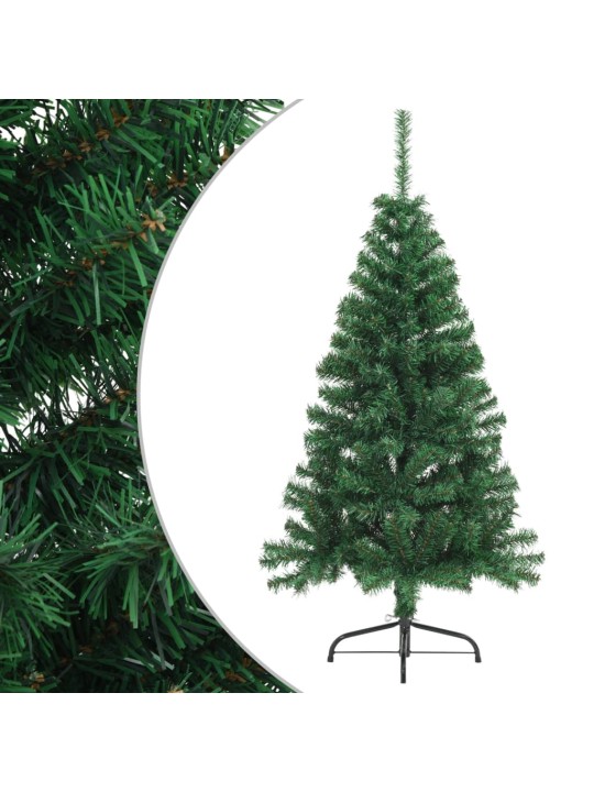 Umělý poloviční vánoční stromek se stojanem zelený 120 cm PVC