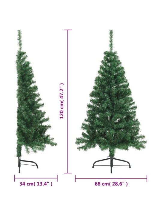 Umělý poloviční vánoční stromek se stojanem zelený 120 cm PVC