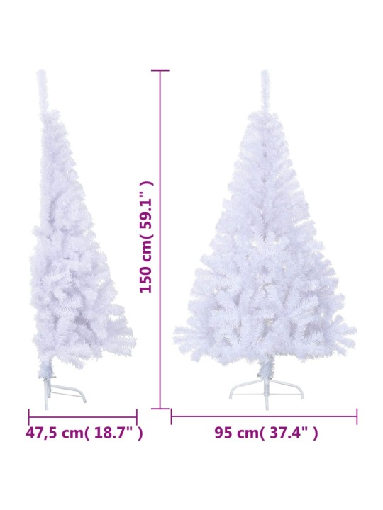 Umělý poloviční vánoční stromek se stojanem bílý 150 cm PVC