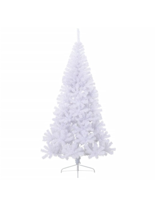 Umělý poloviční vánoční stromek se stojanem bílý 210 cm PVC