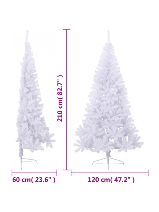 Umělý poloviční vánoční stromek se stojanem bílý 210 cm PVC
