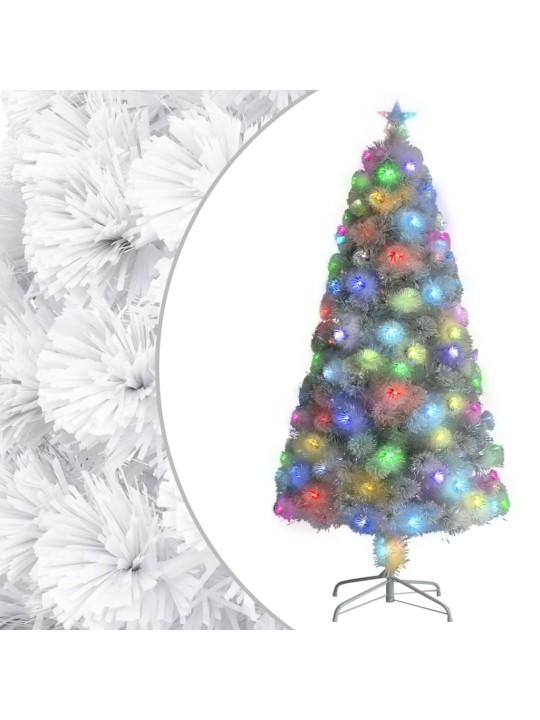Vánoční stromek s LED osvětlením bílý 120 cm optické vlákno