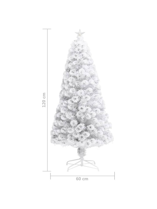 Vánoční stromek s LED osvětlením bílý 120 cm optické vlákno