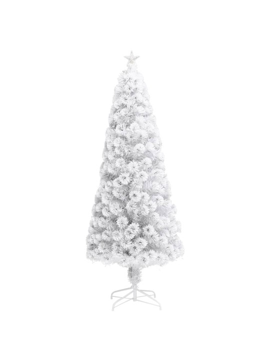 Vánoční stromek s LED osvětlením bílý 210 cm optické vlákno