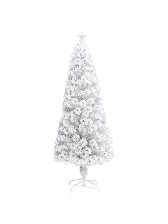 Vánoční stromek s LED osvětlením bílý 210 cm optické vlákno