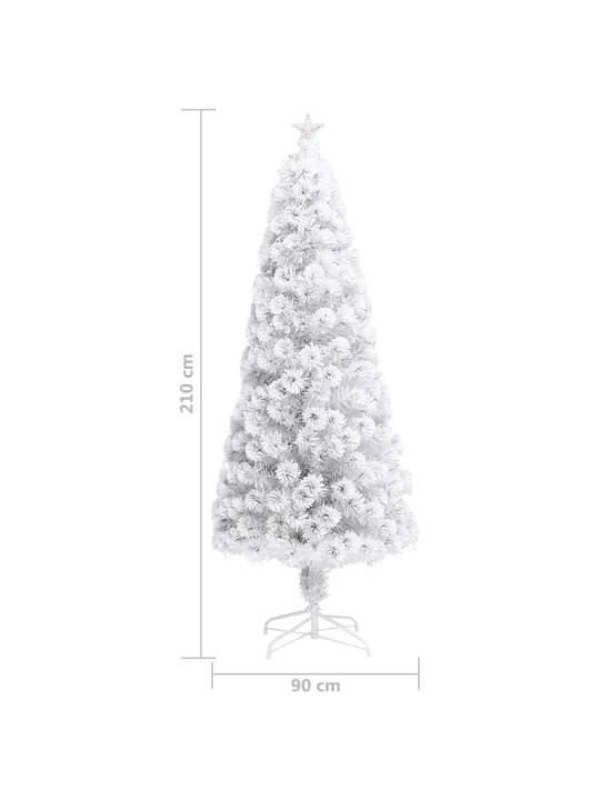 Vánoční stromek s LED osvětlením bílý 210 cm optické vlákno