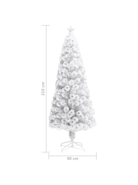 Vánoční stromek s LED osvětlením bílý 210 cm optické vlákno