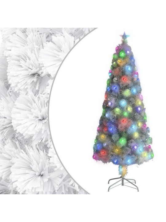 Vánoční stromek s led osvětlením bílý 240 cm optické vlákno