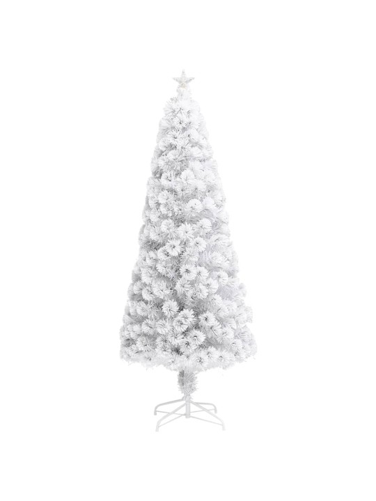 Vánoční stromek s led osvětlením bílý 240 cm optické vlákno
