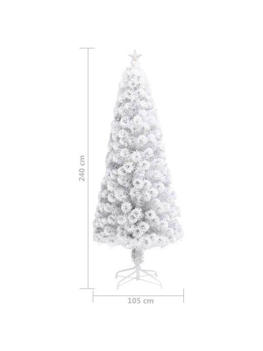 Vánoční stromek s led osvětlením bílý 240 cm optické vlákno