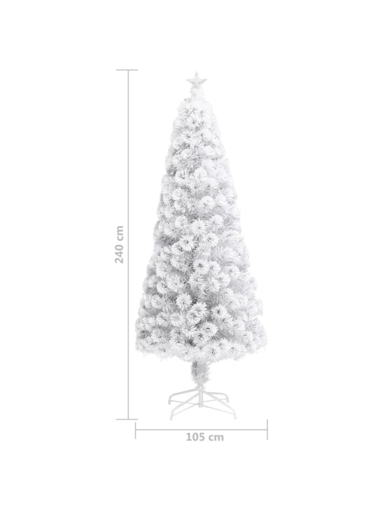Vánoční stromek s led osvětlením bílý 240 cm optické vlákno