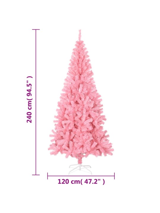 Umělý vánoční stromek se stojanem růžový 240 cm PVC