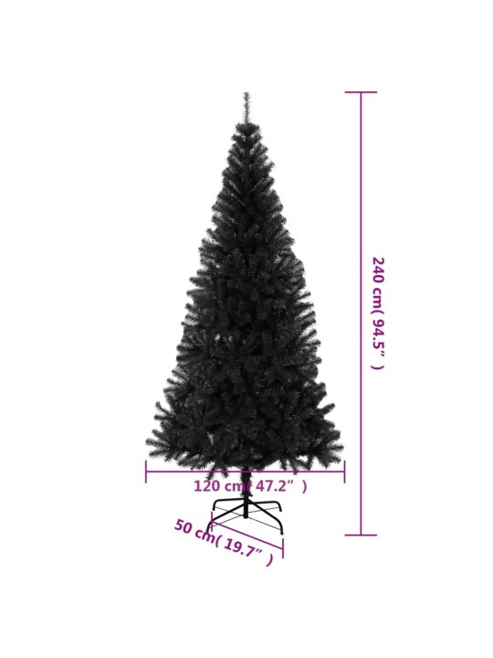 Umělý vánoční stromek se stojanem černý 240 cm PVC