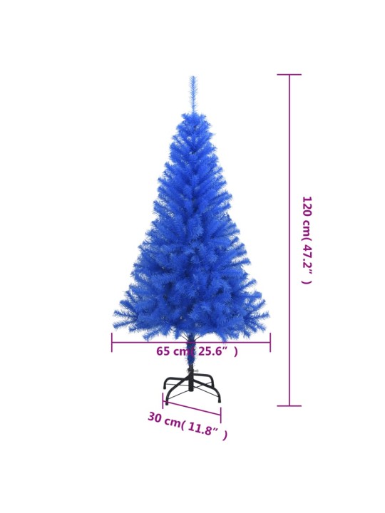 Umělý vánoční stromek se stojanem modrý 120 cm PVC