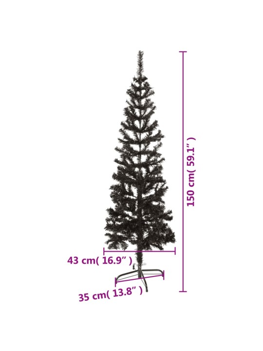 Úzký vánoční stromek černý 150 cm