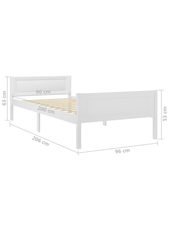 Rám postele masivní borové dřevo bílý 90 x 200 cm