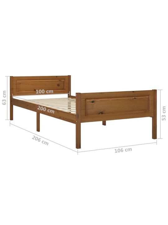 Rám postele masivní borové dřevo medově hnědý 100 x 200 cm