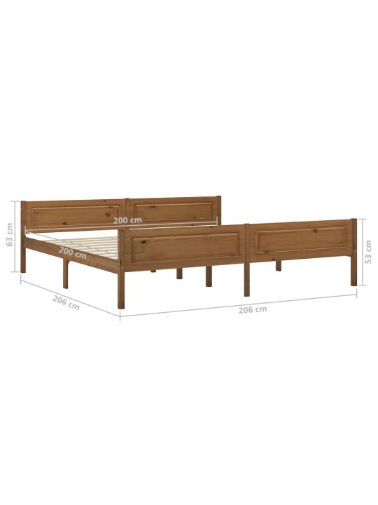 Rám postele masivní borové dřevo medově hnědý 200 x 200 cm
