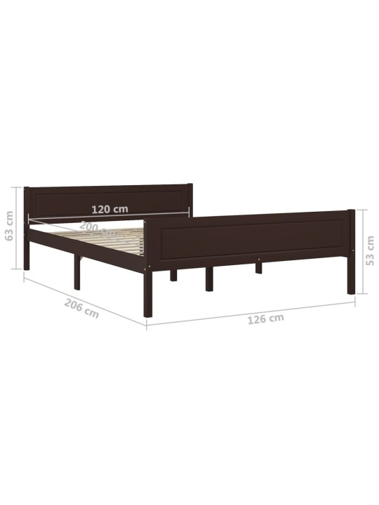 Rám postele masivní borové dřevo tmavě hnědý 120 x 200 cm