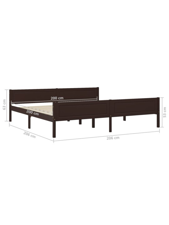 Rám postele masivní borové dřevo tmavě hnědý 200 x 200 cm