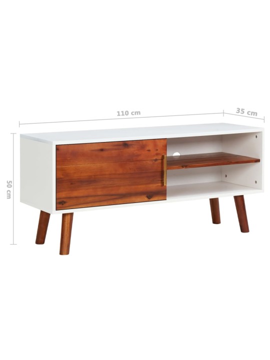 TV stolek 110 x 35 x 50 cm masivní akáciové dřevo a MDF