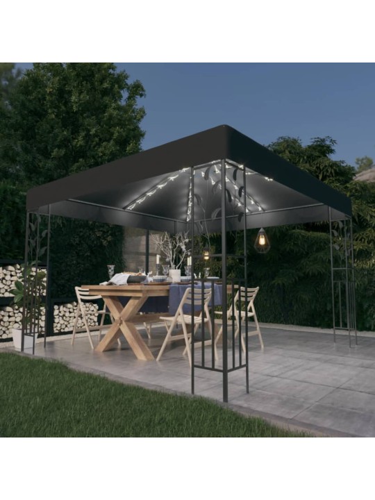 Altán se světelnými LED řetězy 3 x 3 m antracitový