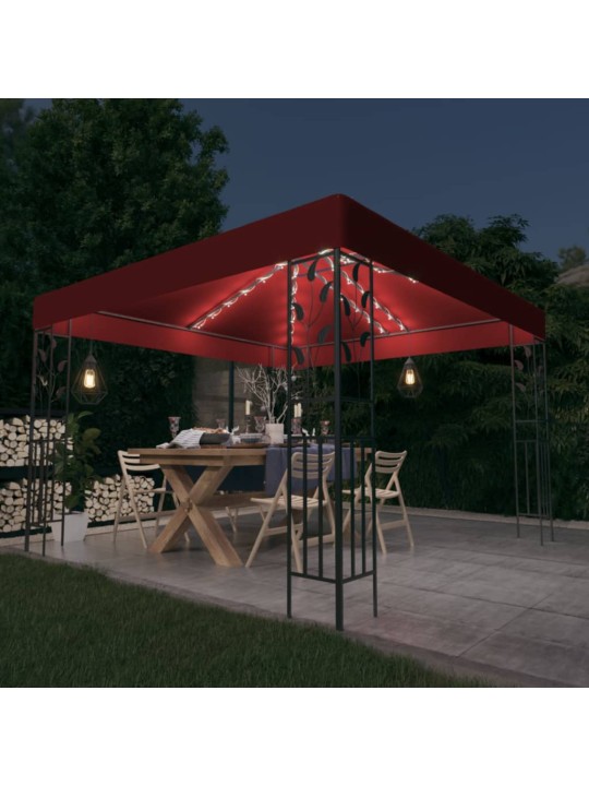 Altán se světelnými LED řetězy 3 x 3 m vínový