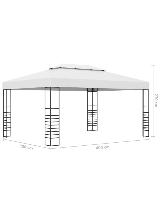 Altán se světelnými LED řetězy 4 x 3 x 2,7 m bílý