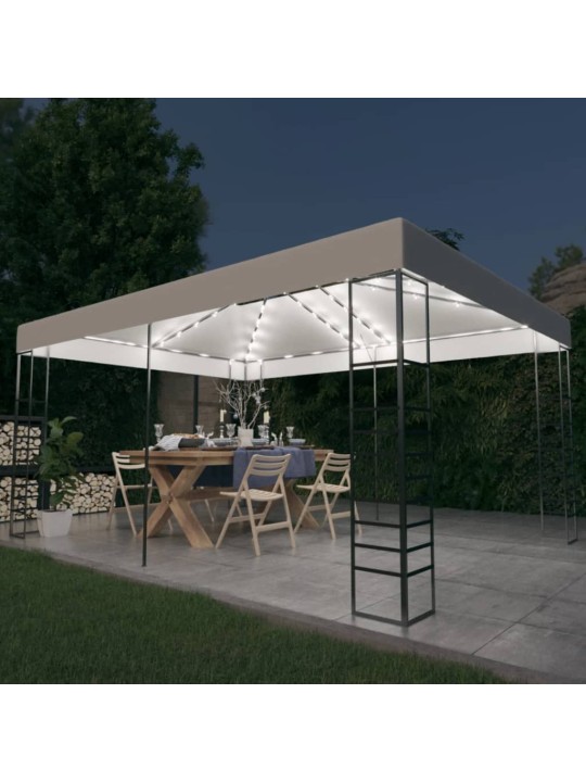 Altán se světelnými LED řetězy 4 x 3 x 2,7 m bílý