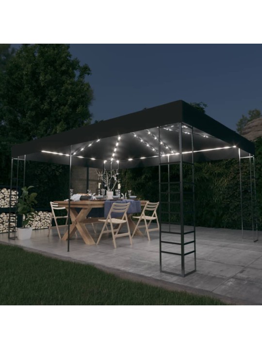 Altán se světelnými LED řetězy 3 x 4 m antracitový