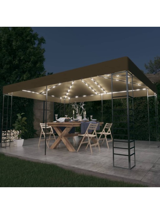 Altán se světelnými LED řetězy 3 x 4 m taupe
