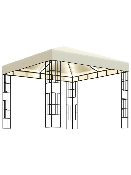 Altán se světelnými LED řetězy 3 x 3 m krémový