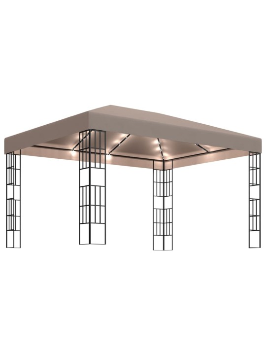 Altán se světelnými LED řetězy 4 x 3 m taupe